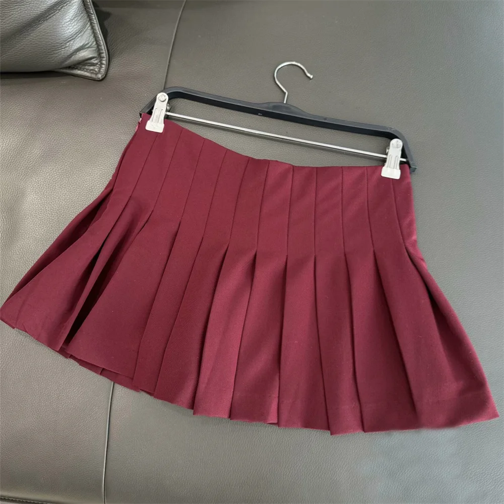 PB&ZA wide pleated elegant and versatile mid waist casual mini skirt pants autumn and winter new women's clothing