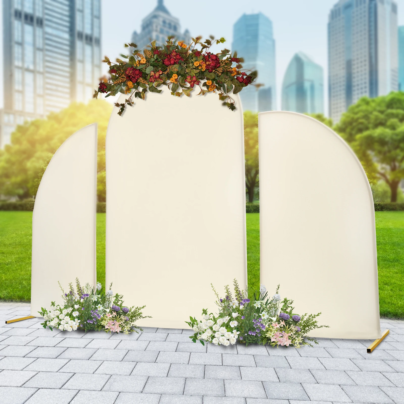 

4.59*1.64*7.22ft Wedding Arch Stand Carbon Steel Backdrop Stand Portable Durable Decor for Party Garden Beige/Pink/White