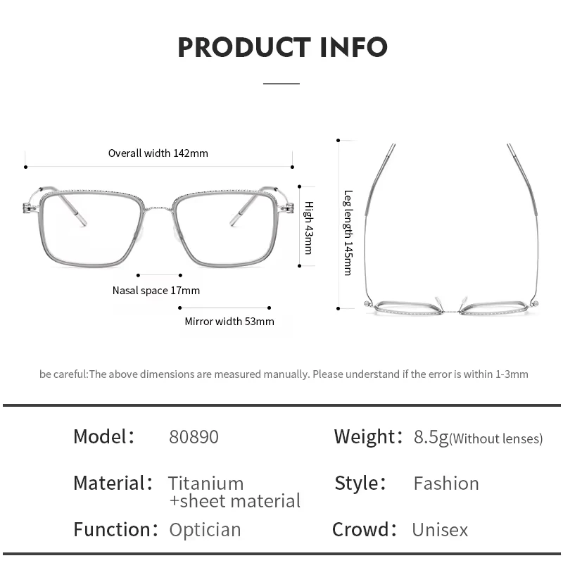 OLAMINS​ Hot Selling Glasses Frames Spring Classic Square Eyeglasses Stylish Fashion Optical Frame For Men 80890