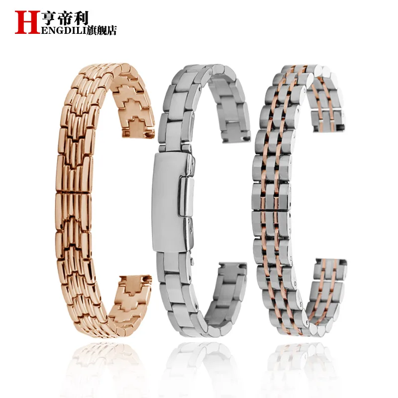 8mm 10mm 12mm 14 16 For Fossil Swarovski Casio women Watchband stainless steel rose gold Watch strap Ladies fashion metal chain