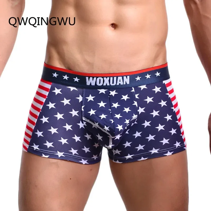 Homens EUA Bandeira Stripe Boxers, Respirável Estrela Jockstrap, Bermuda Shorts, Roupa Interior Sexy, Shorts Trunks