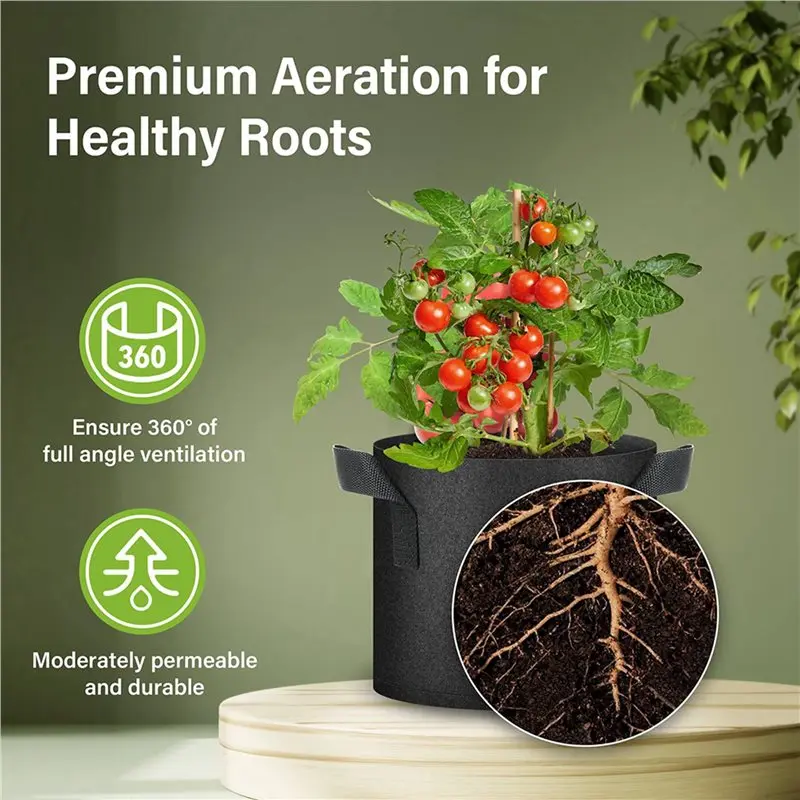 Plant Grow Bags 5 Gallon Tomato Planter Pots 12-Pack With Handles,Non Woven Fabric Gardening Planter For Vegetable A-[97Lemons]