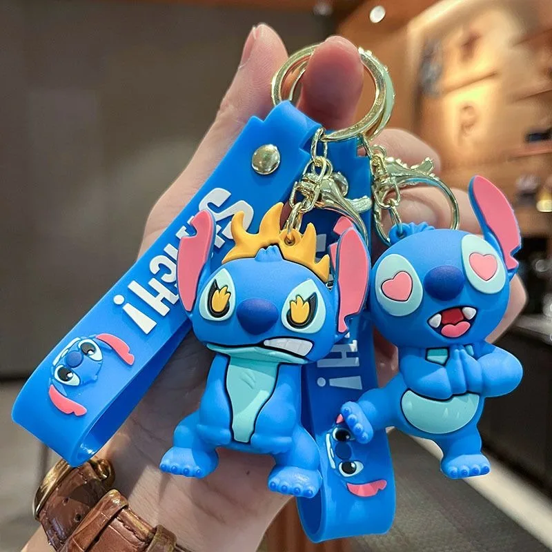 Chaveiro 3D Disney Stitch: Boneco Criativo com Expressão Zangada para Carro, Mochila e Decoração – Acessório de Joalheria e Brinquedo de Presente