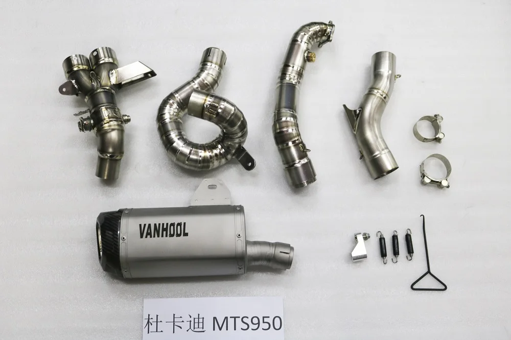 Motorcycle Performance Valve Titanium Stainless Steel Exhaust Pipe Muffler System for 950cc Sport Bike, Racing Escape Parts