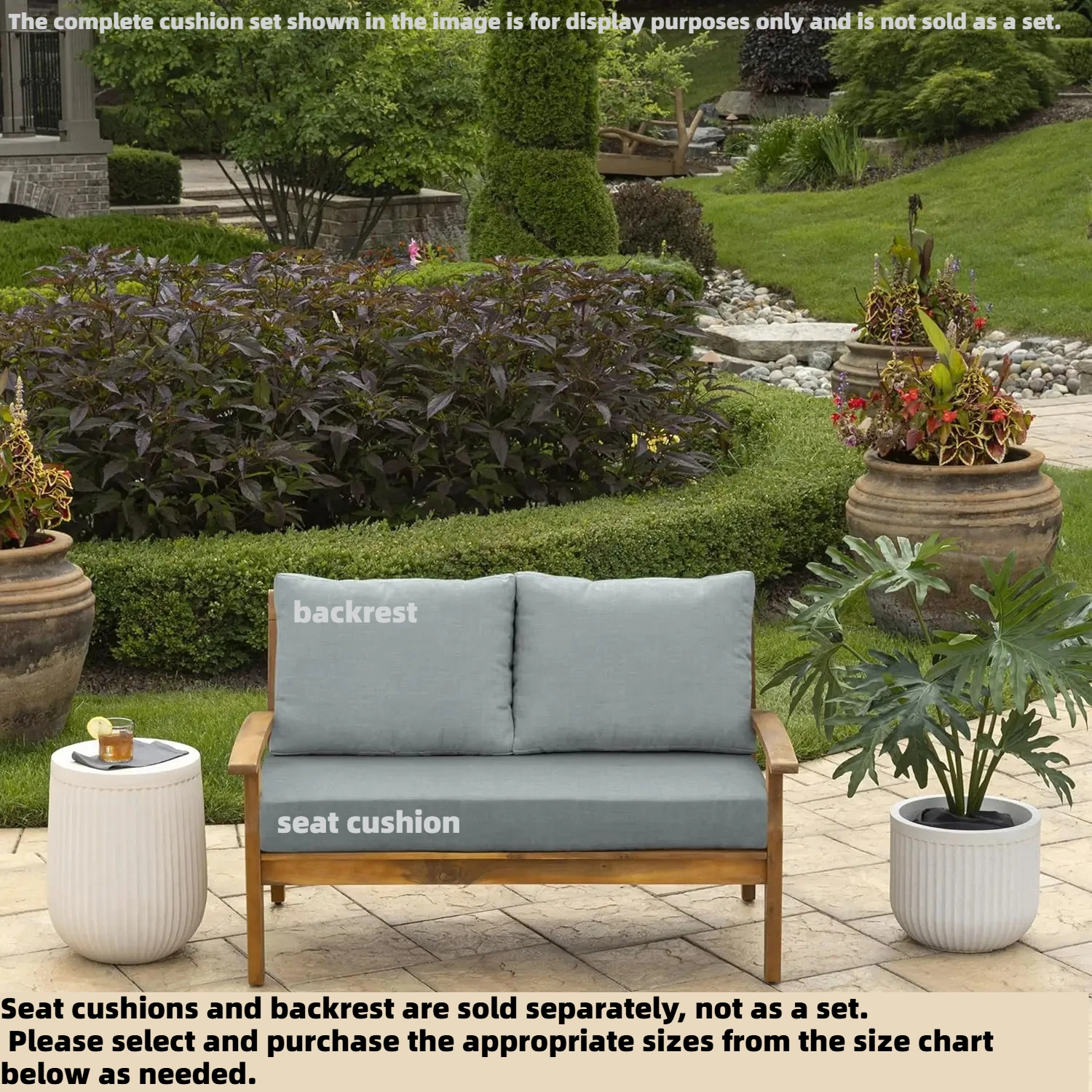 Custom Bay Window Bench Cushion Set, Soft Seat & Backrest Cushions,Outdoor Patio Sofa Chair Decor Pads,Thick Cushion Pads