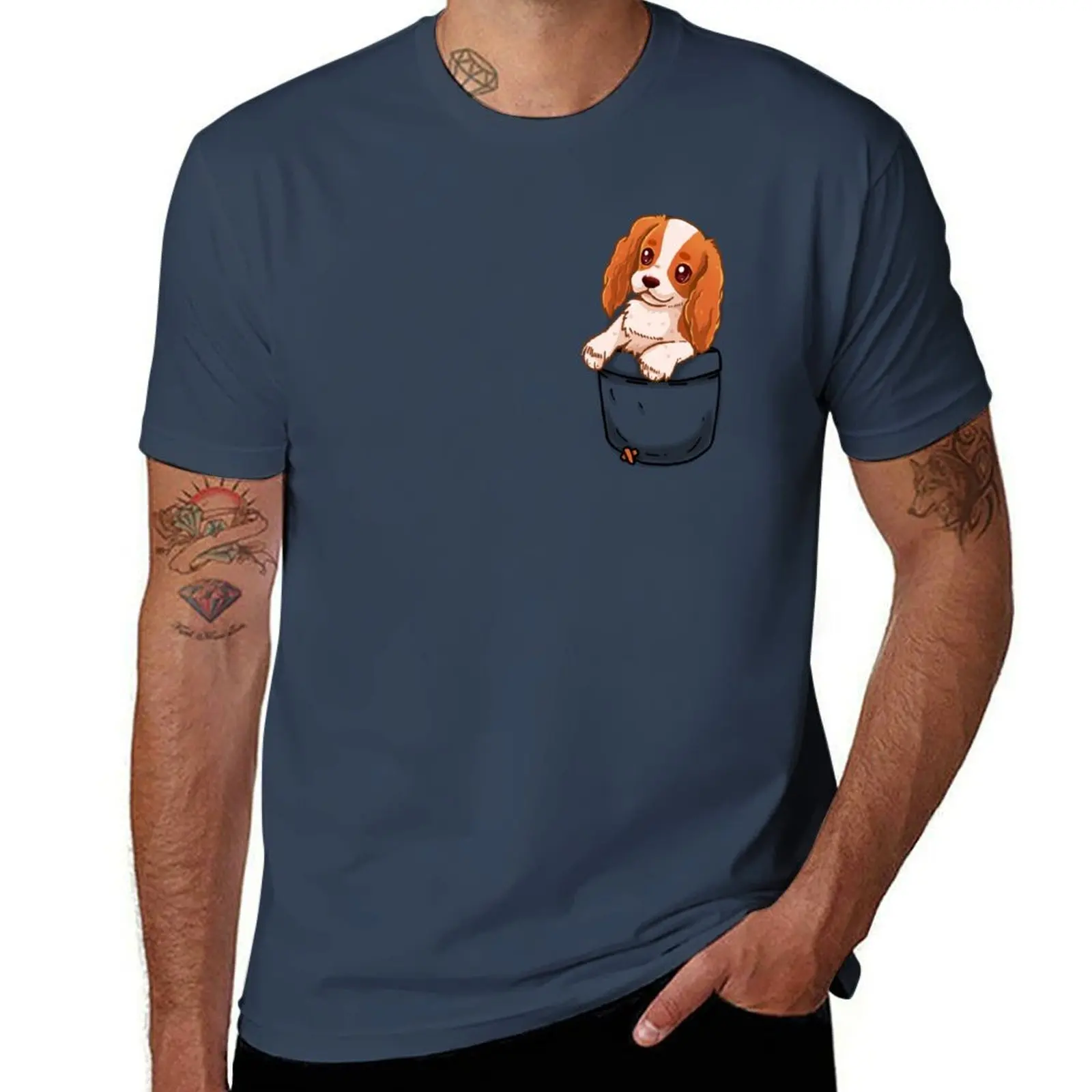 

Pocket Cute Cavalier King Charles Spaniel Dog T-Shirt sweat customs T-shirts oversize blacks plain white t shirts men