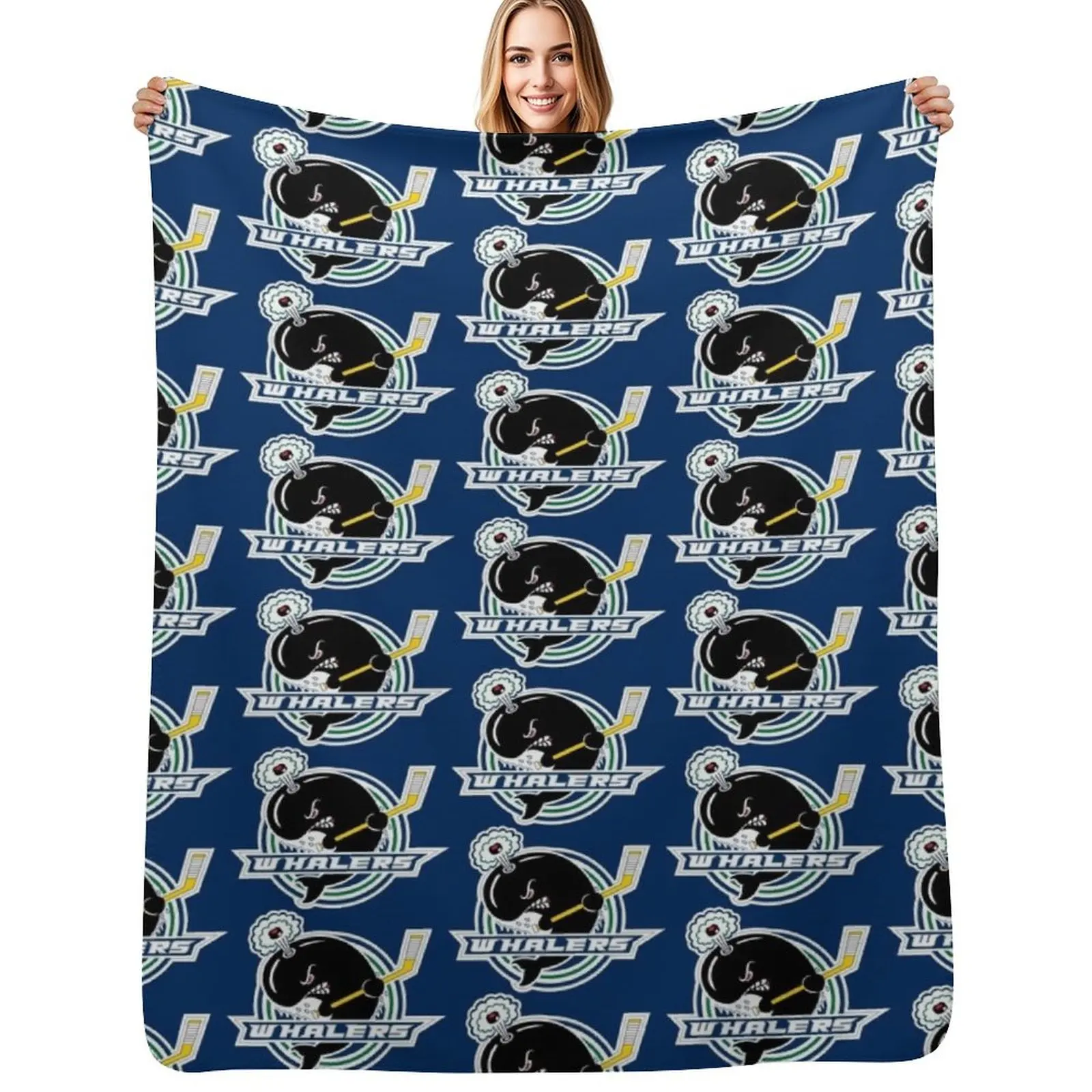 

Plymouth Whalers Throw Blanket Faux Fur Soft Warm Blanket for Bed