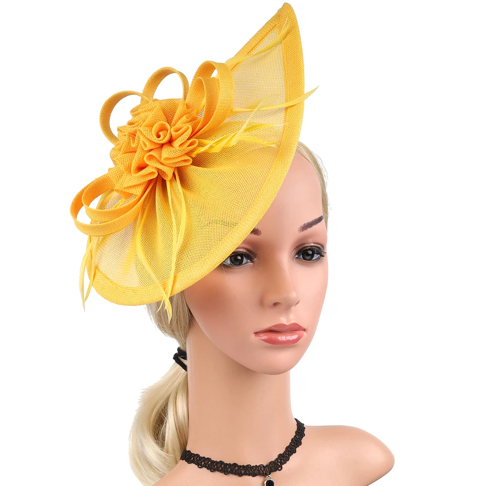 

Vintage Mesh Veil Headb Clip Faux Plume Fascinator Hat Women Tea Party Wedding Cocktail Fashionable Hair Accessories