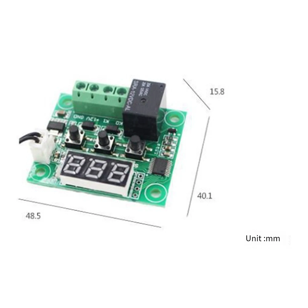 하우징 온도조절기 스위치 방수 센서 포함 LED 디지털 온도조절기, W1209 온도 컨트롤러, 12V, 4 개