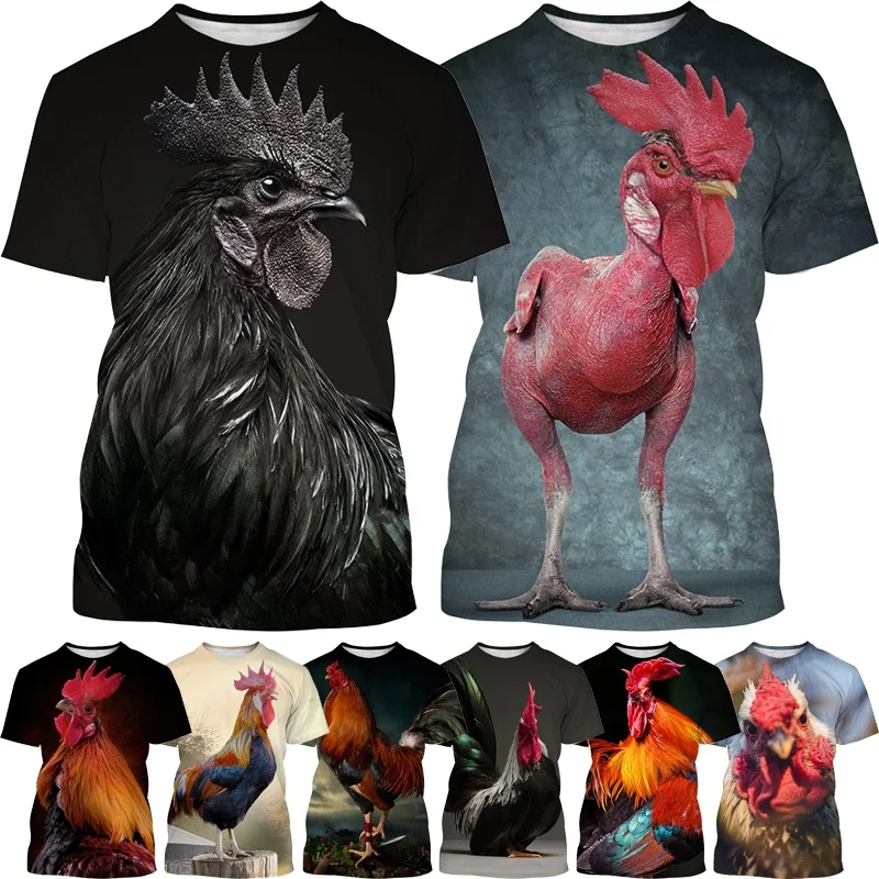 Hot Selling Rooster Art Trend Printed T-shirt For Men And Children's Casual Clothing Fashion 3d Harajuku Style Street Thin Top