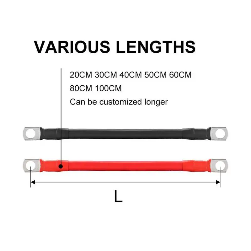 Battery Inverter Connection Cable With Terminals 2 AWG Battery Wire Red/Black Copper Core Tin-plated Battery Wire