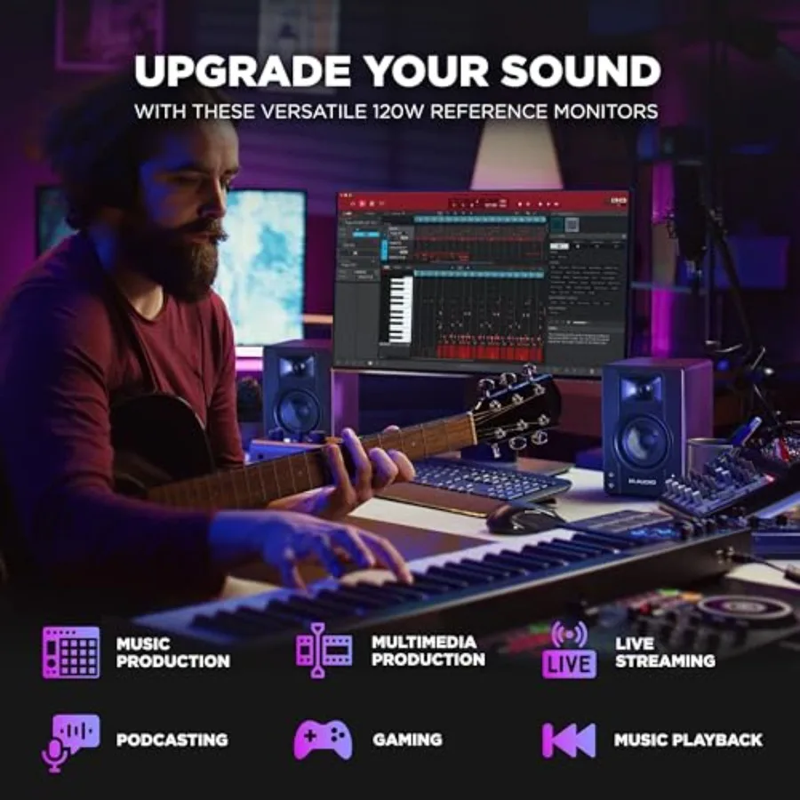 BX3 Wired Studio Monitors and PC for Recording and Multimedia with Music Production Software