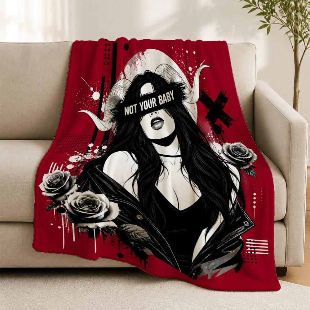 Oversized Red Gothic Witchy Aesthetic Throw Blanket for Couch Sofa Decor Bohemian Alternative Style Cozy Living Room Throw Gift