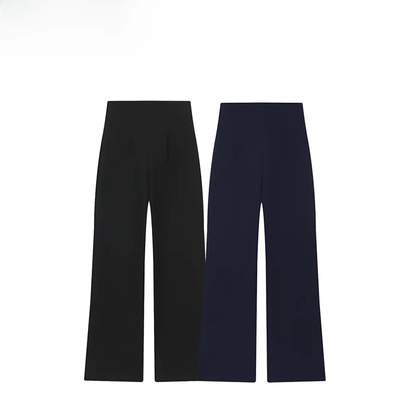 

Женские универсальные брюки с высокой талией на молнии, осенняя новинка 2025 года, трендовые, прямого кроя, из полиэфирного волокна