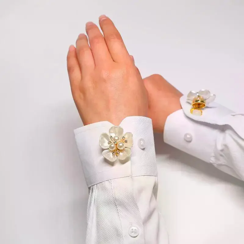 1/2/5Pcs Floral Rhinestone Pearl Button Cover Decorative Clip For Shirts And Dresses Easy Installation Fashion Accessory Gift