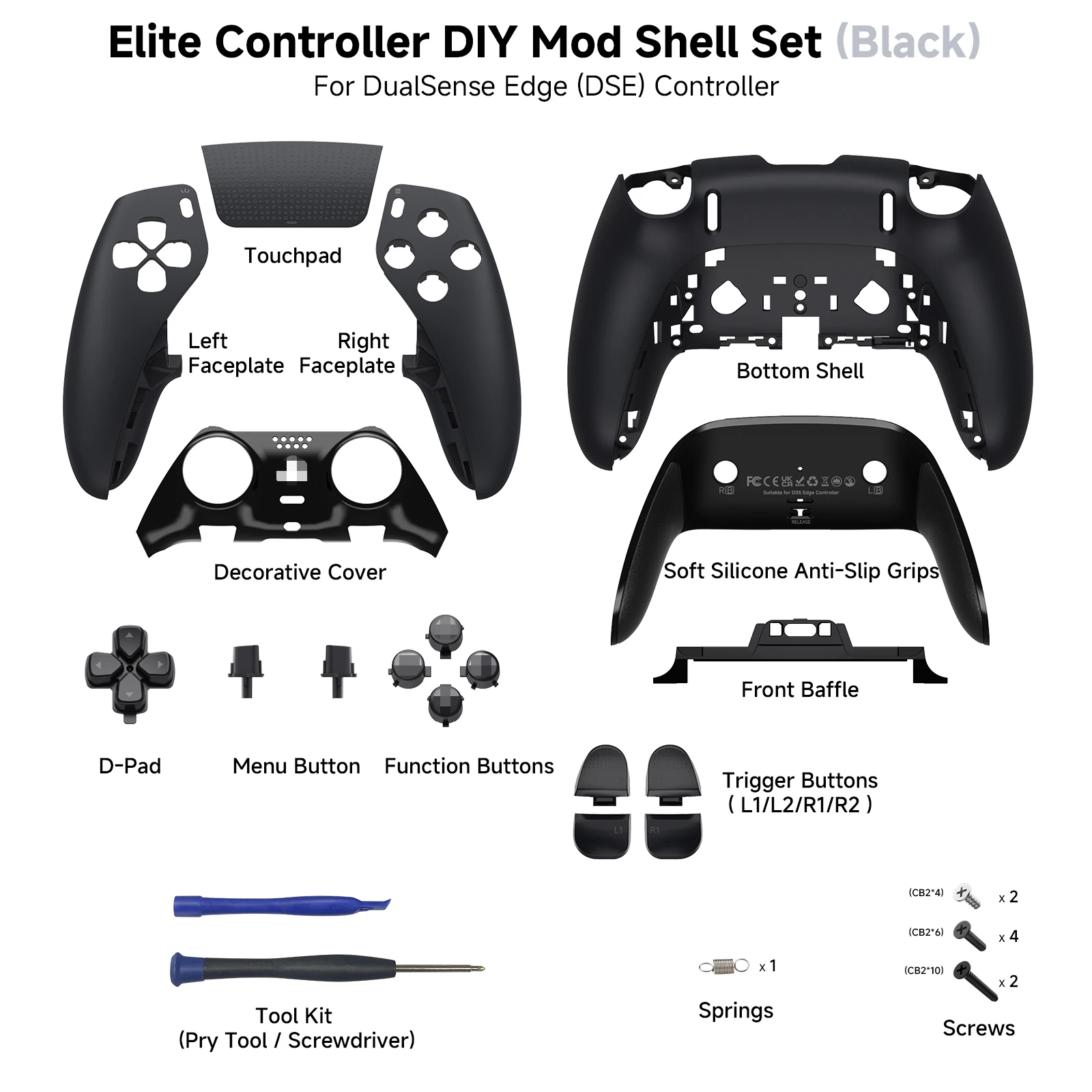 Dostosowane etui kompatybilne z kontrolerem DS5 Elite, antypoślizgowe, zintegrowane, formowane z miękkiej gumy, ulepszenie do gry, zamiennik DIY. — zdjęcie produktu 6