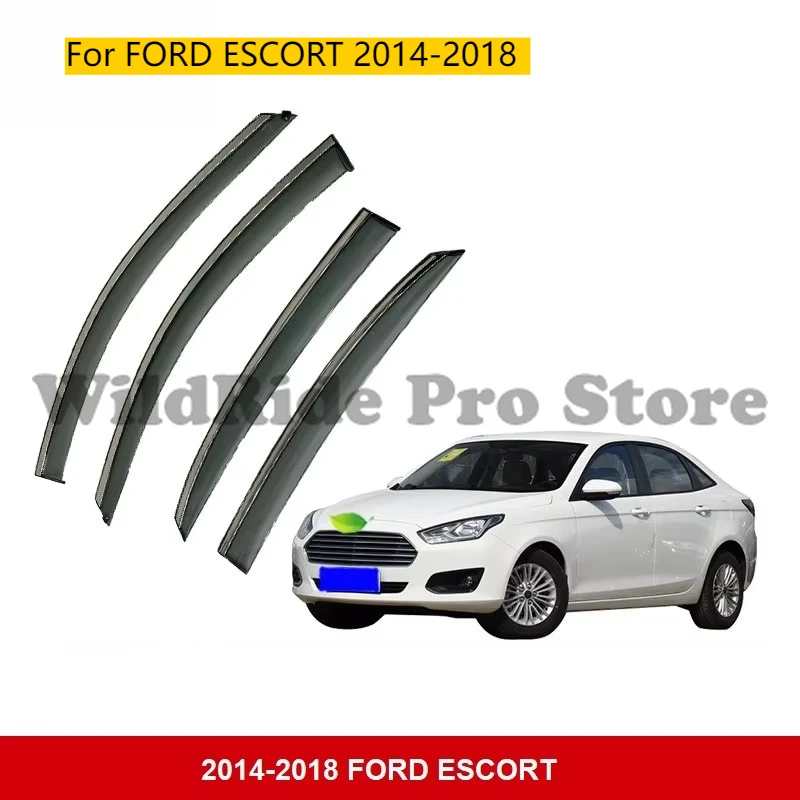 Visera de ventana de puerta de coche, Deflector de viento, viseras de sol y lluvia, protector de ventana para FORD ESCORT 2014-2018, parasol, protector meteorológico