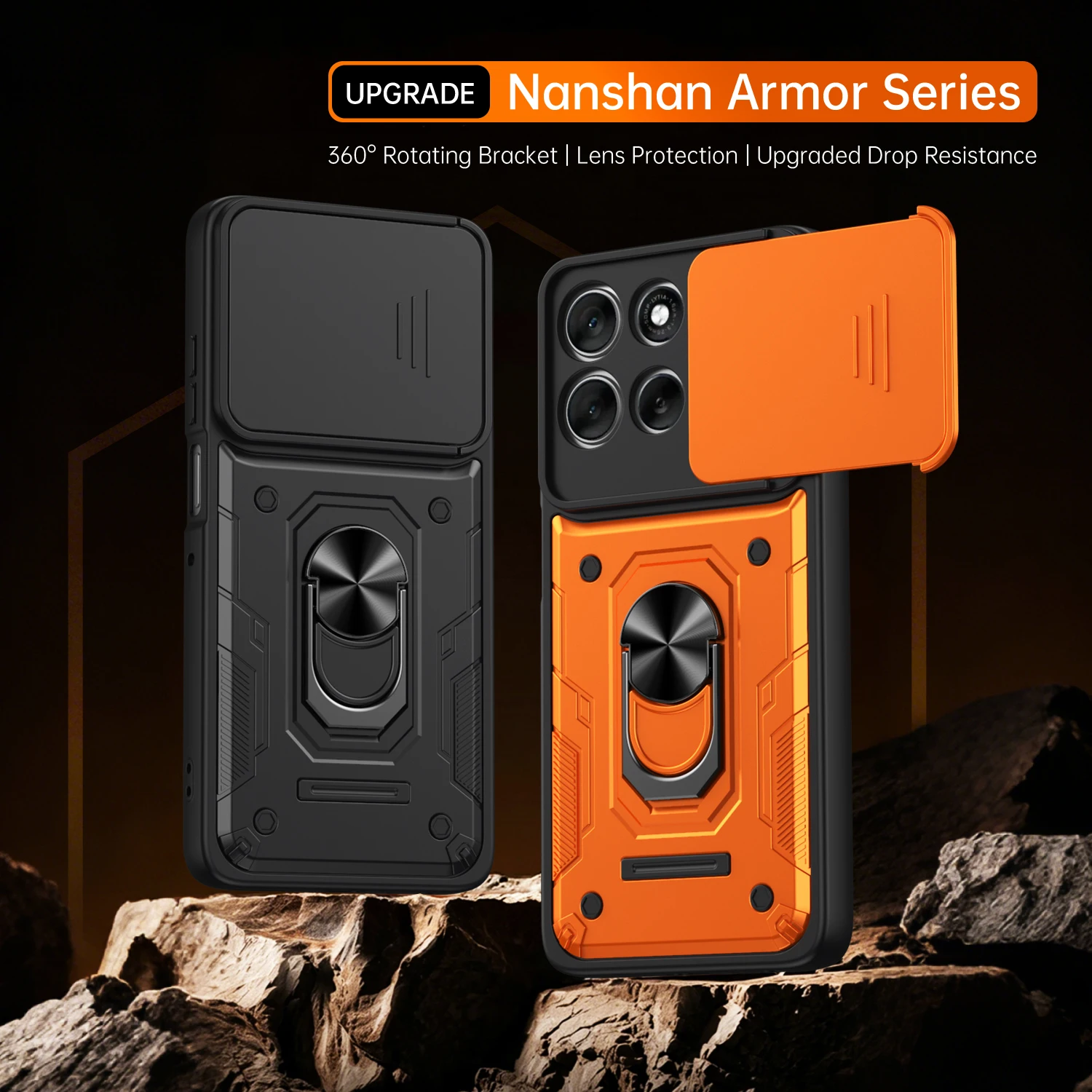 Funda Protectora Antigolpes con Lente Deslizante para Cámara, para Motorola Edge 70 60 50 Fusion Ultra Moto G86 G85 G67, con Anillo Magnético y Soporte