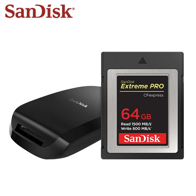 SanDisk Extreme CFexpress Type-B Card+Card Reader 64GB 128GB 256GB 512GB USB 3.1 Gen2 10Gbps 1250MB/s High Speed Memory Card