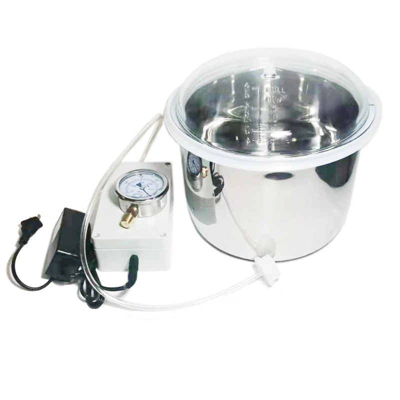 Stainless Steel Vacuum Jar Electric Vacuum Sealing Jar with Transparent Glass Cover Drip Glue AB Glue Defoamer Bucket Defoamer