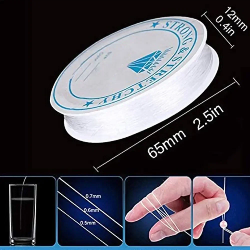 ブレスレット用の弾性コード,クリスタルコード,ストレッチビーズコード,ジュエリー作り,バッグあたり6ロール