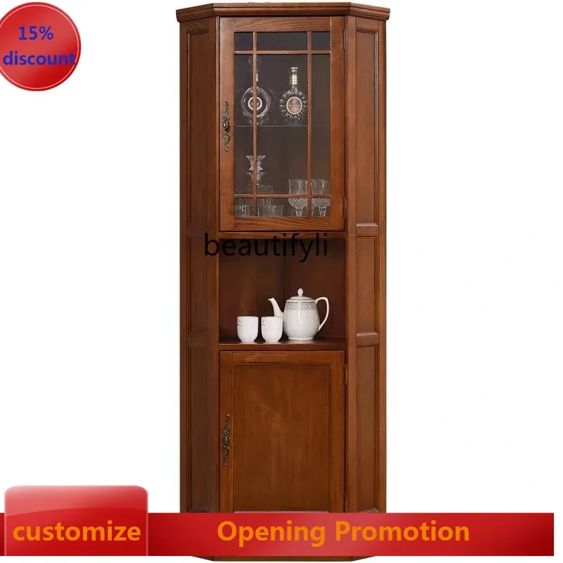 ss8350 American solid wood wall locker simple wine cabinet corner rack