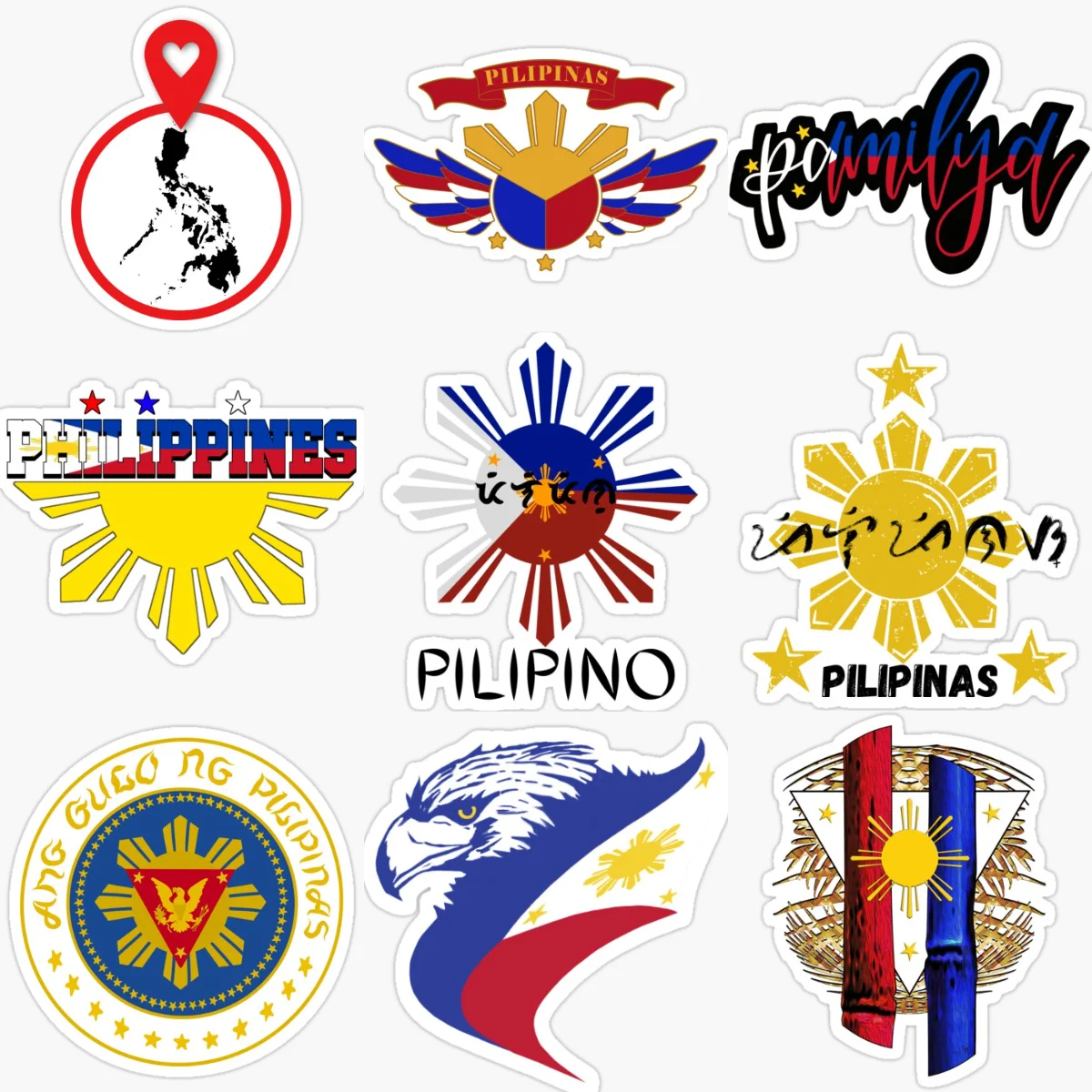 

Philippine Flag Map National Emblem Sun Creative Stickers for Car Bicycle Motorcycle Window Fridge Wall Decoration Accessories