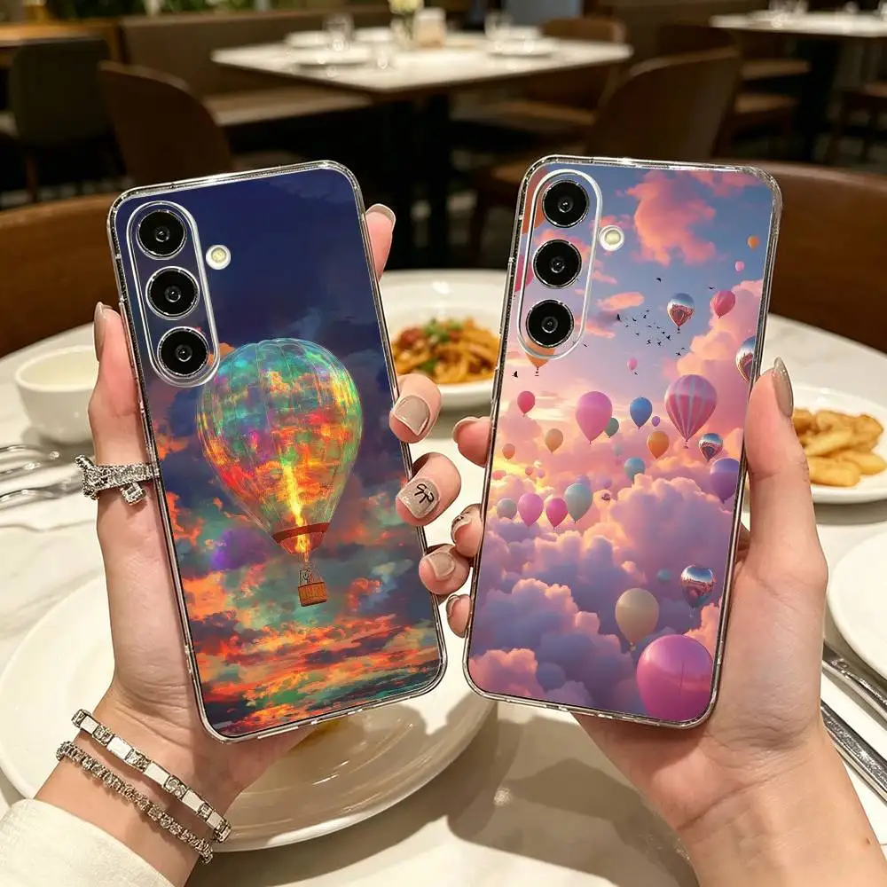 colorful Hot Air Balloon Cool Clear Phone Case for Samsung A71, A70, A52, A51, A40, A30, A20
