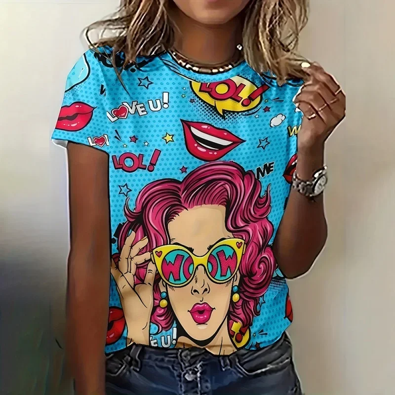 

Girl Flower Pattern T Shirt For Women Exquisite Ethnic 3D Printed Short Sleeves Tees Summer Casual Loose T-Shirts O-Neck Tops