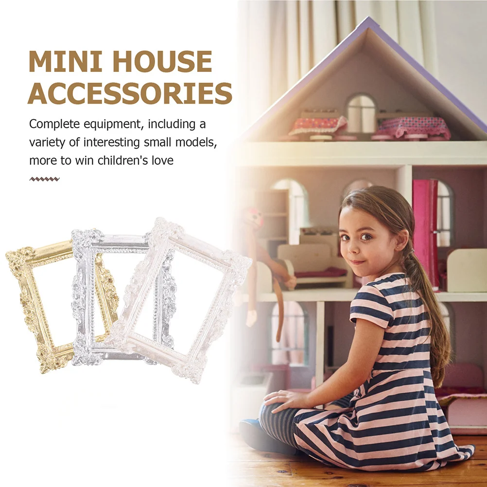 

6Pcs Mini Vintage Resin Picture Frames Retro Style Compact Photo Holders for DIY Phone Case Decor Mini Resin Photo Frame