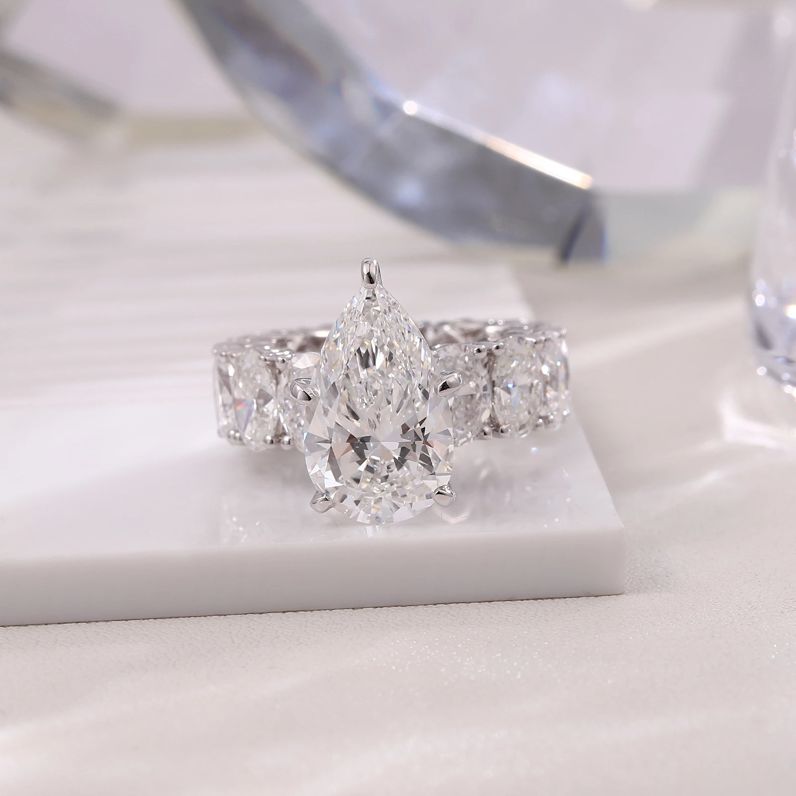 Provence 6ct Luxury Rings 10K white Gold Lab diamond full band Eternal Engagement wedding Ring jewelry for Women Christmas Gifts