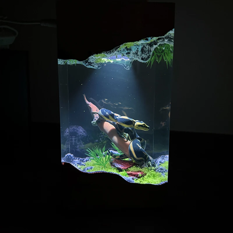 Table Resin Lamp Python Figure Colors Night Light Customized Jungle Snake Creative Art Microscopic Desktop Home Decor USB Charge