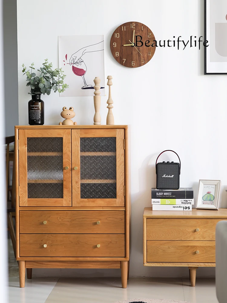 

Nordic Style Solid Wood Storage Side Cabinet Household Minimalist Storage Cabinet