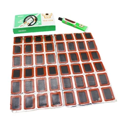 Radial Tire Repair Patches 48 PCS Vulcanizing Patches & 1 Rubber Glue Strong Adhesive Patches For Bicycle Inner Tube Repair