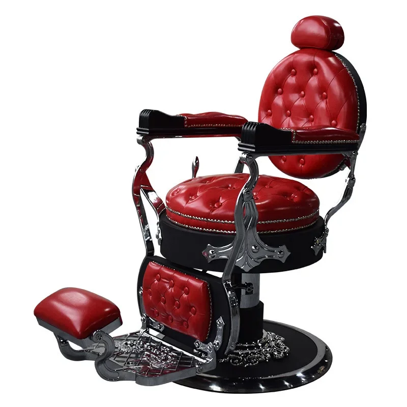 

Red Silver Barber Shop Hair Styling Chair Salon Barber Chair For Sale