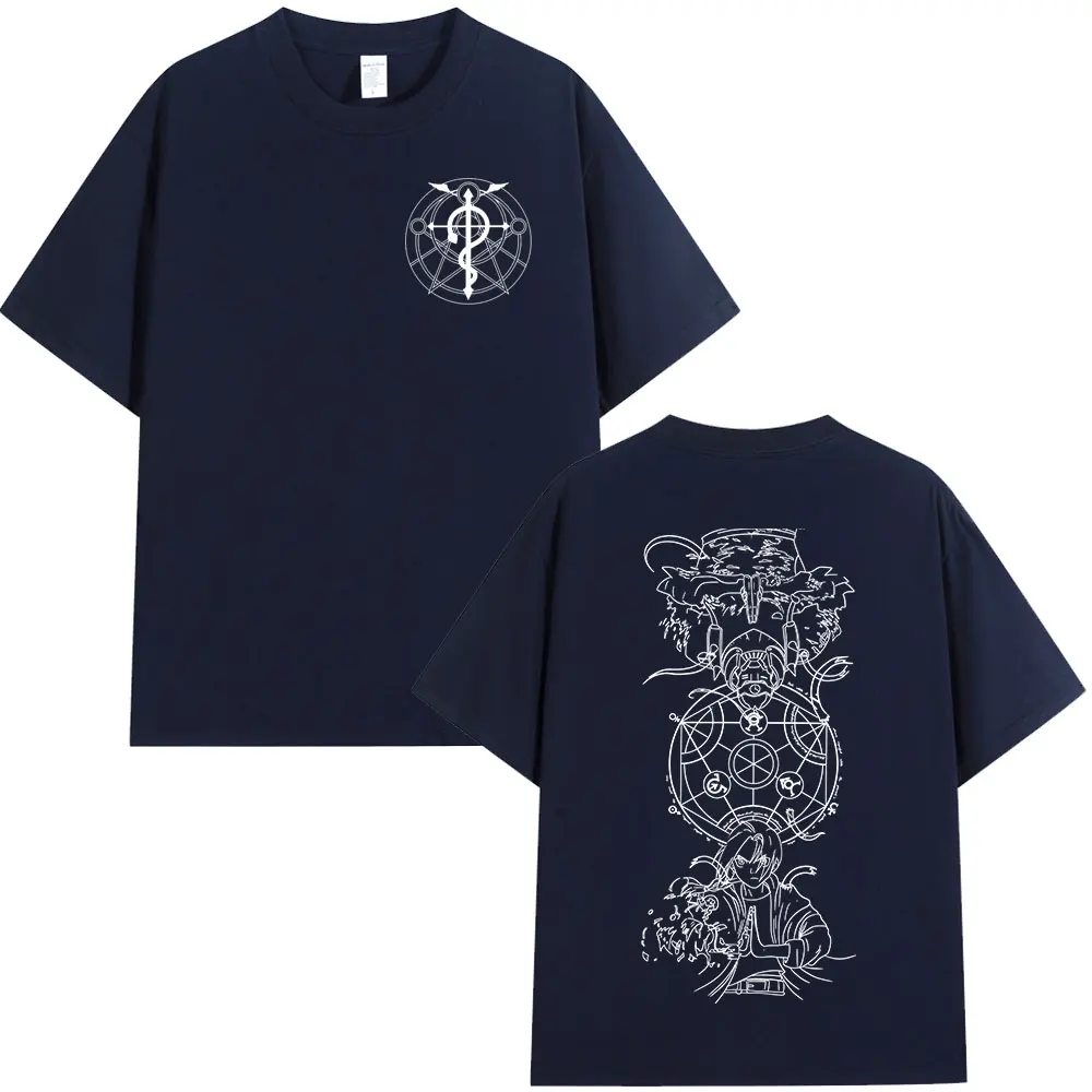 Anime Fullmetal Alchemist Edward Elric T-shirts Men Women Clothing Fashion Cotton Short Sleeve Oversized T Shirts Streetwear