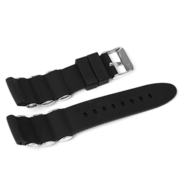 

22Mm Adjustable Silicone Watch Band Strap Black Waterproof Perfect for Sports Divers Silicone Rubber Watchband