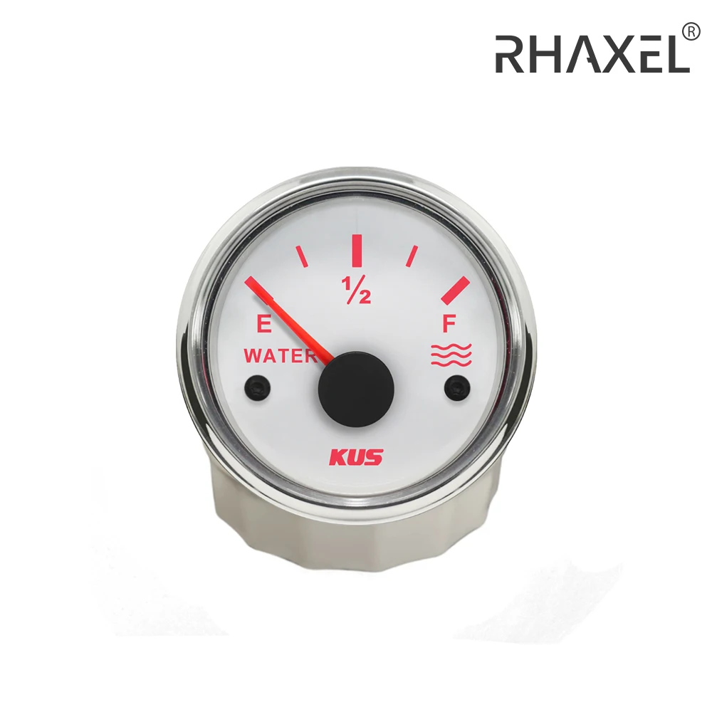 KUS Pointer Water Tank Level Gauge Meter Indicator 0-190ohm Signal for Boat RV Motorhome Truck with Backlight 12V 24V 52mm(2")
