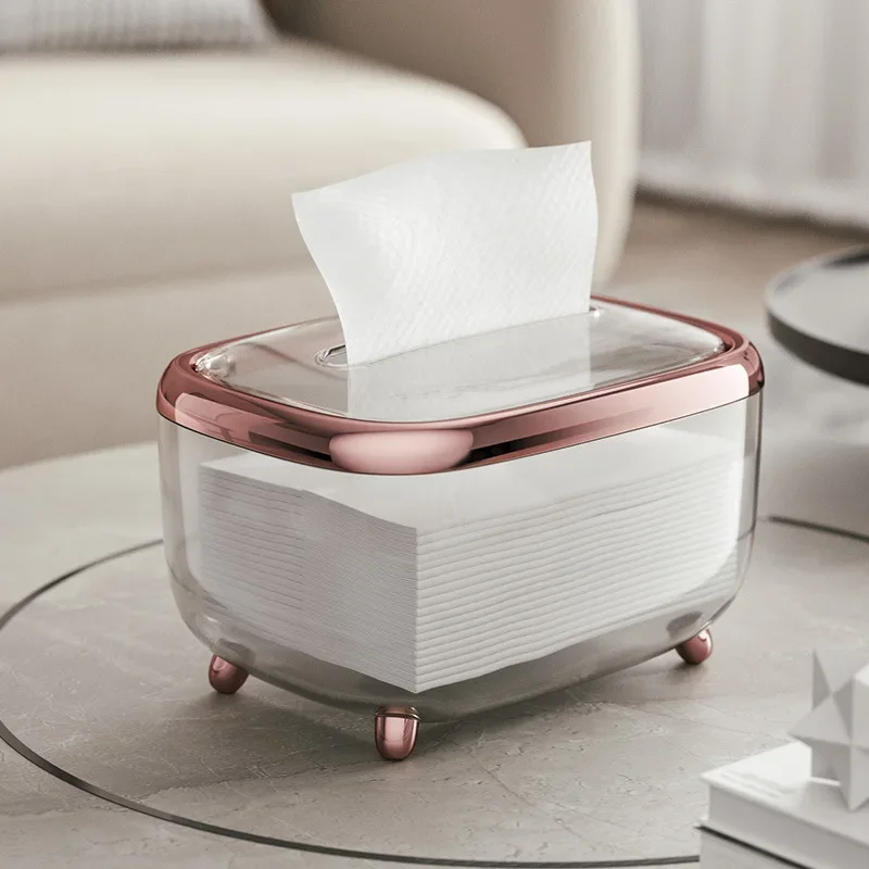 Luxury Tissue Box Modern Simple Home Living Room Transparent Napkin Holder Paper Storage Box