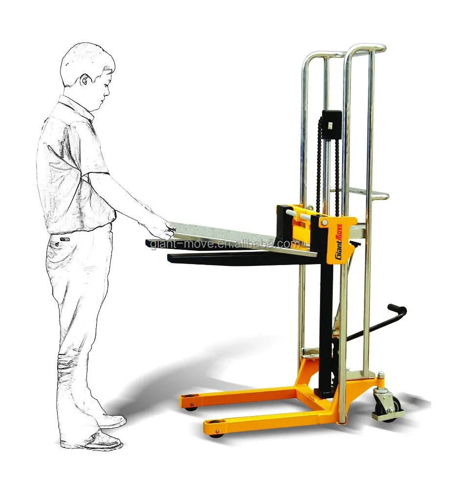 400kg Manual Platform Forklift Hydraulic Hand Stacker Portable Manual Pallet Truck