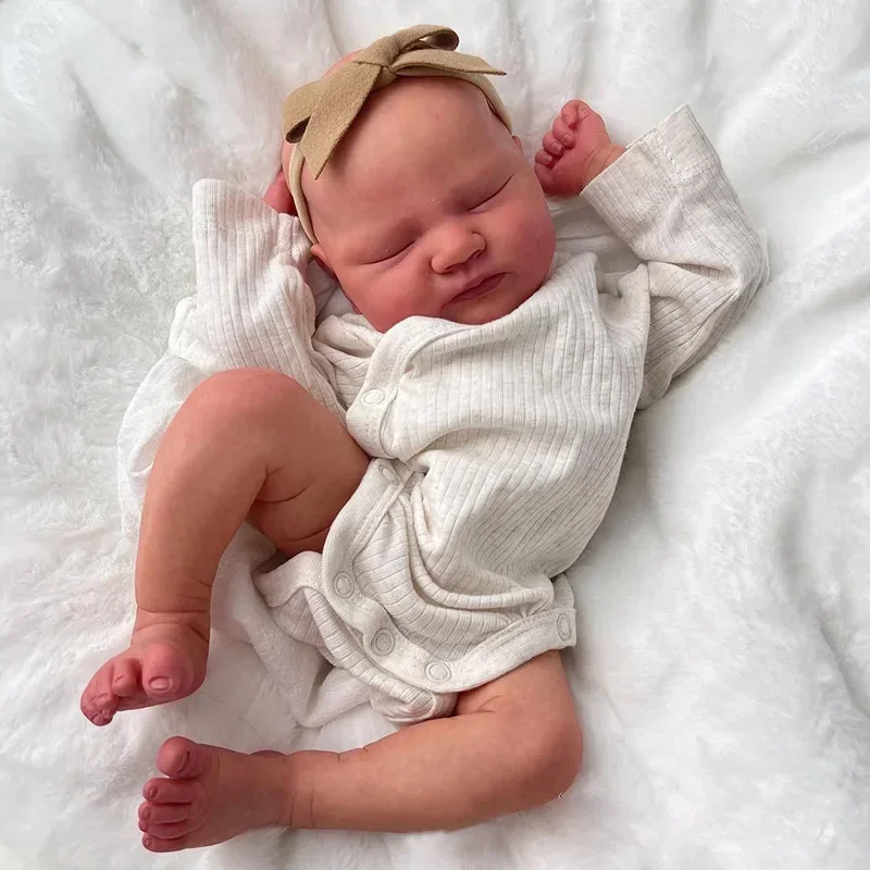 Baby Quinlyn  Already Finished Paint Soft Touch Lifelike Sleeping Reborn Doll with Visible Veins Hand Draw Hair