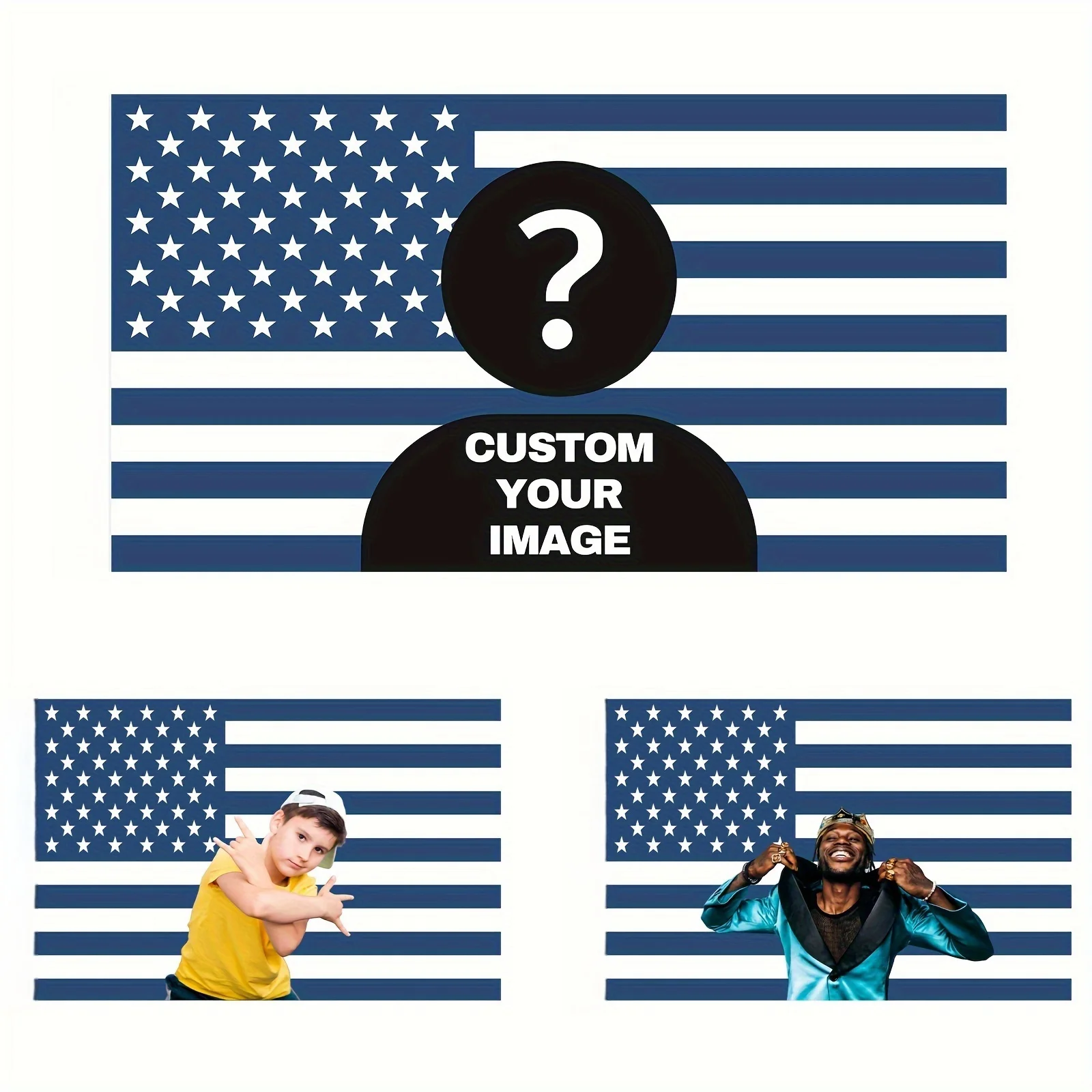 Custom US Flag With Your Image, 3x5 Blue American Customization Banner Using Indoor and Outdoor for Home College Decoration 4G