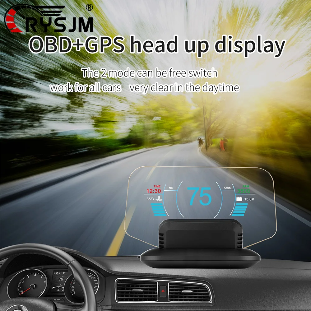 C1 OBD+GPS / C1 Navigation Head Up Display Car OBD HUD Speedometer Water Temp Voltage Fuel Consumption Plug and Play With Alarm