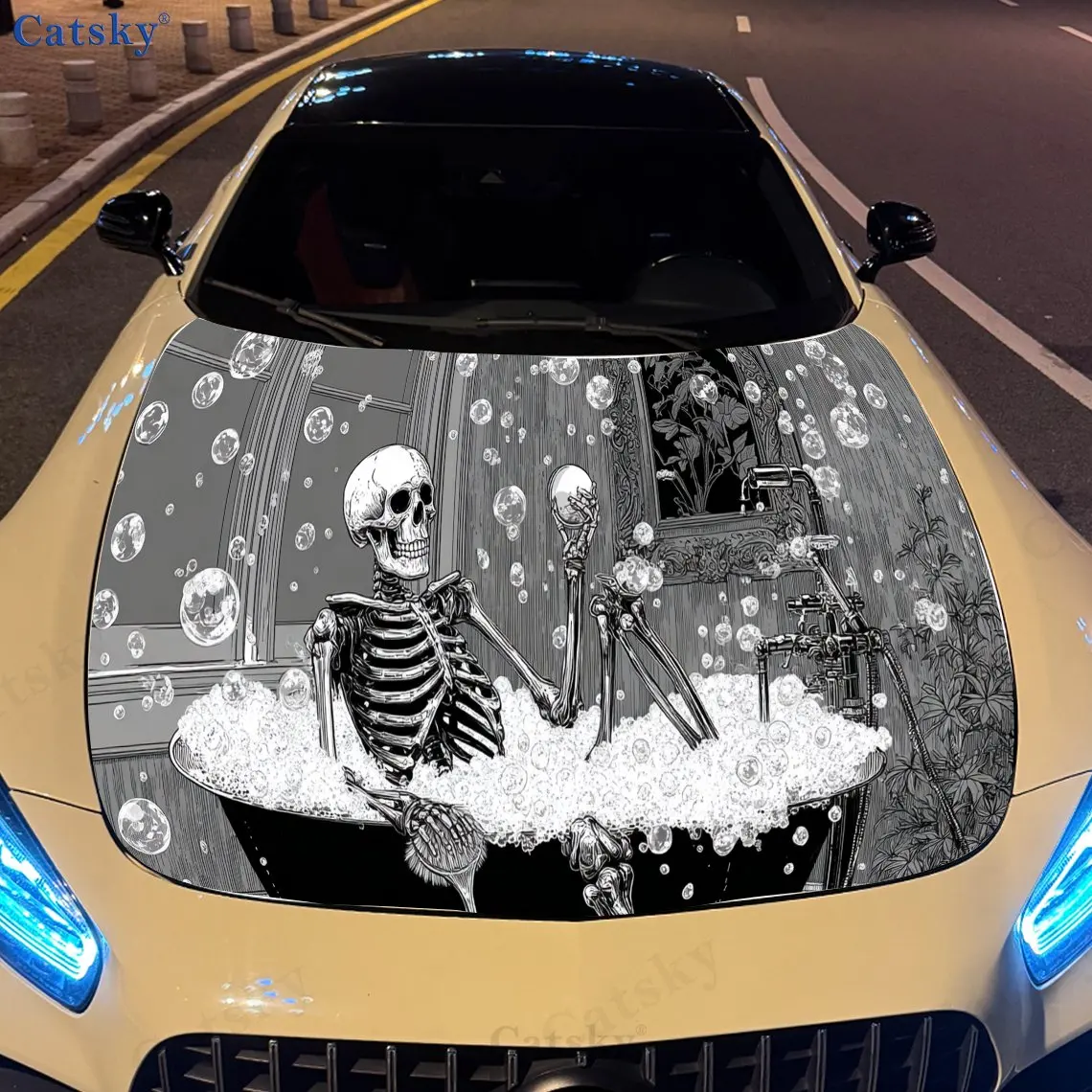 

Comfortable Skeleton print,car hood stickers,PVC waterproof Self adhesive car hood sticker,car hood decoration protection sticke