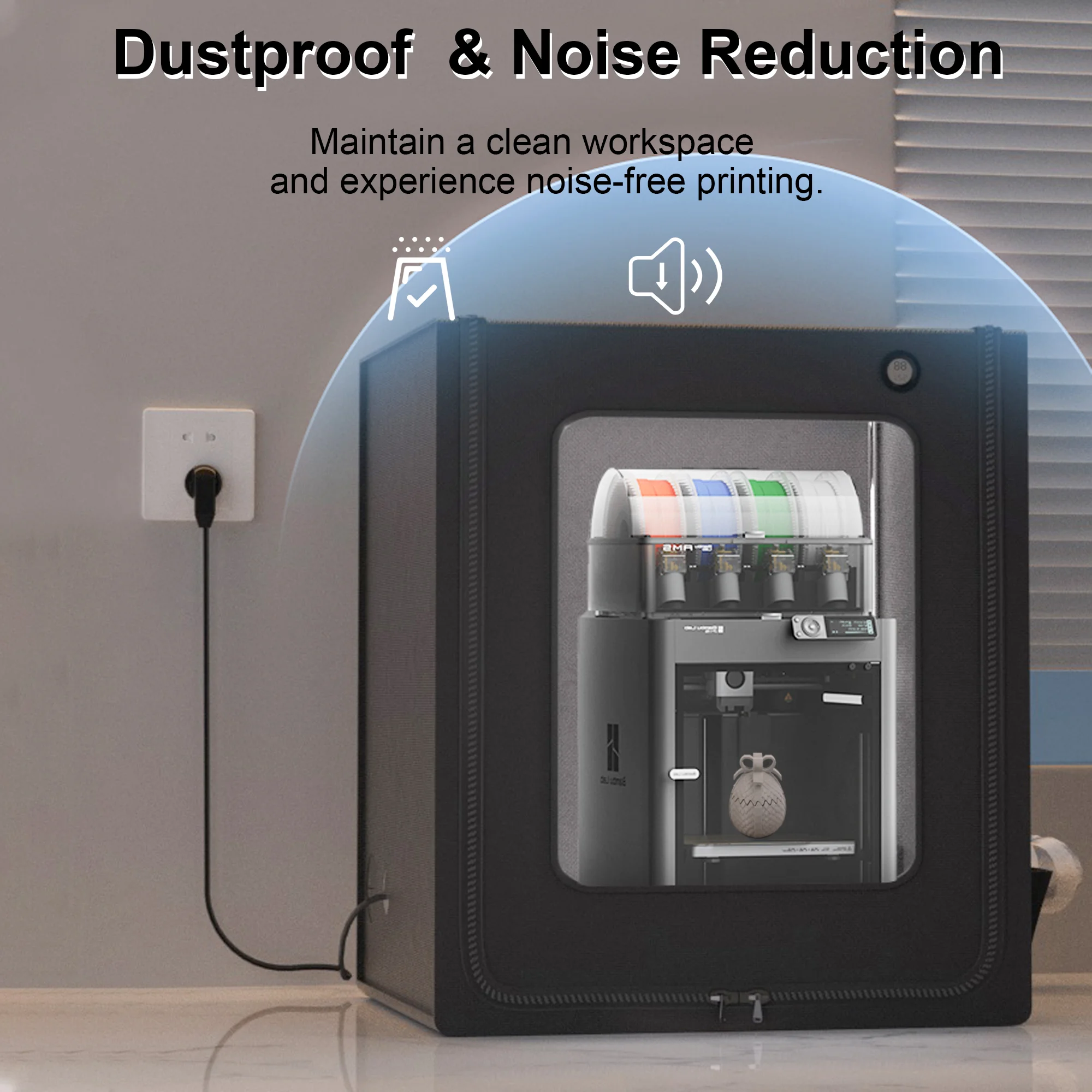 

3D Printer Dust Cover Enclosure - Heat-Retaining, Noise-Canceling & Ventilated Dryer Function