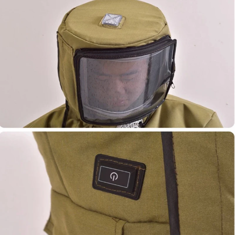 Sting Proof Ventilated Beekeeper Suit Cotton Anti Bee Jacket with Attached Fencing Veil