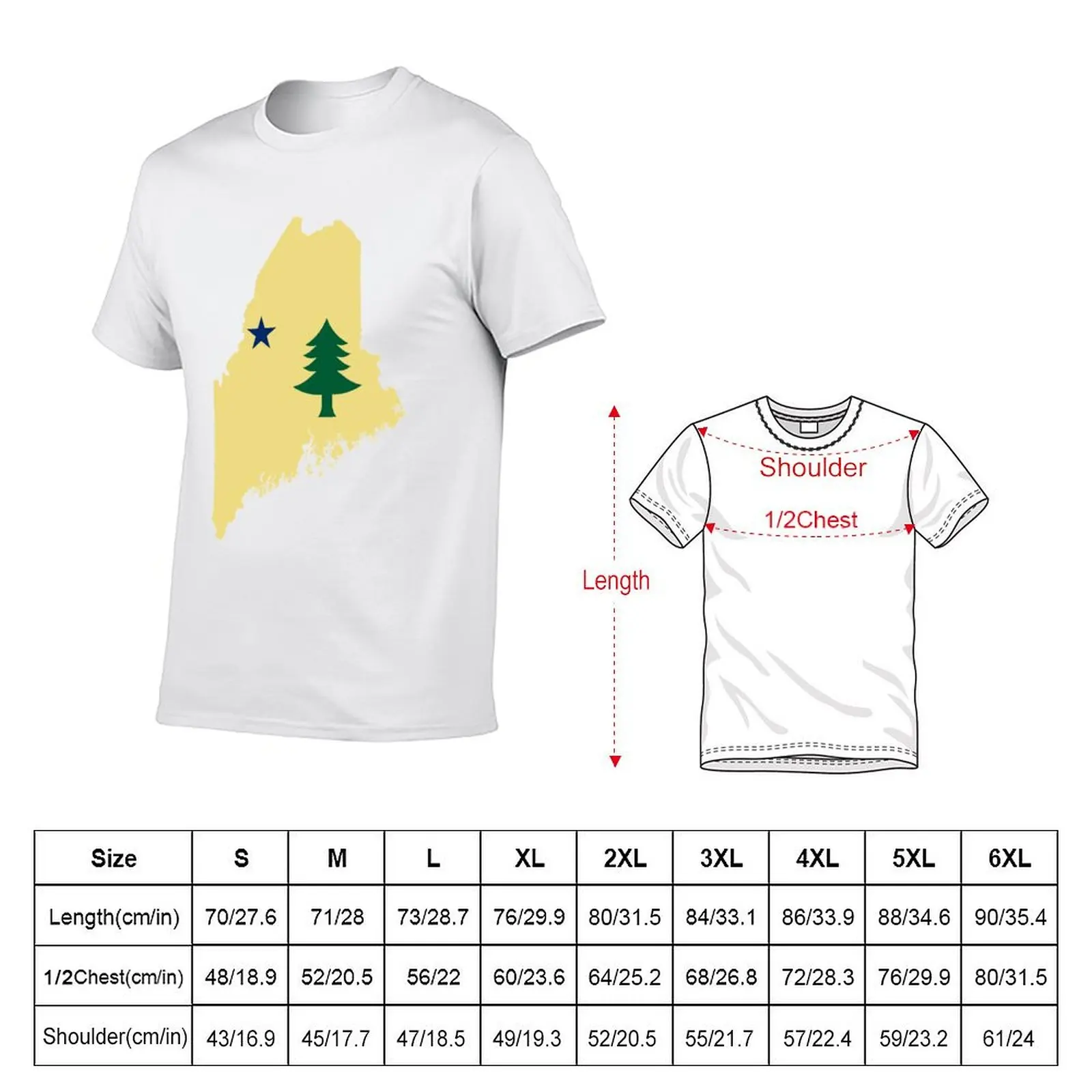 Flag of Maine (1901 to 1909) on Map of Maine T-Shirt t shirt custom print t shirt man designer T-Shirt