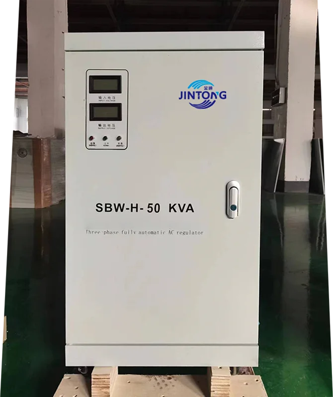 SBW 380 فولت/400 فولت ثلاث مراحل منظم جهد كهربائي أوتوماتيكي مثبتات 100 كيلو فولت أمبير