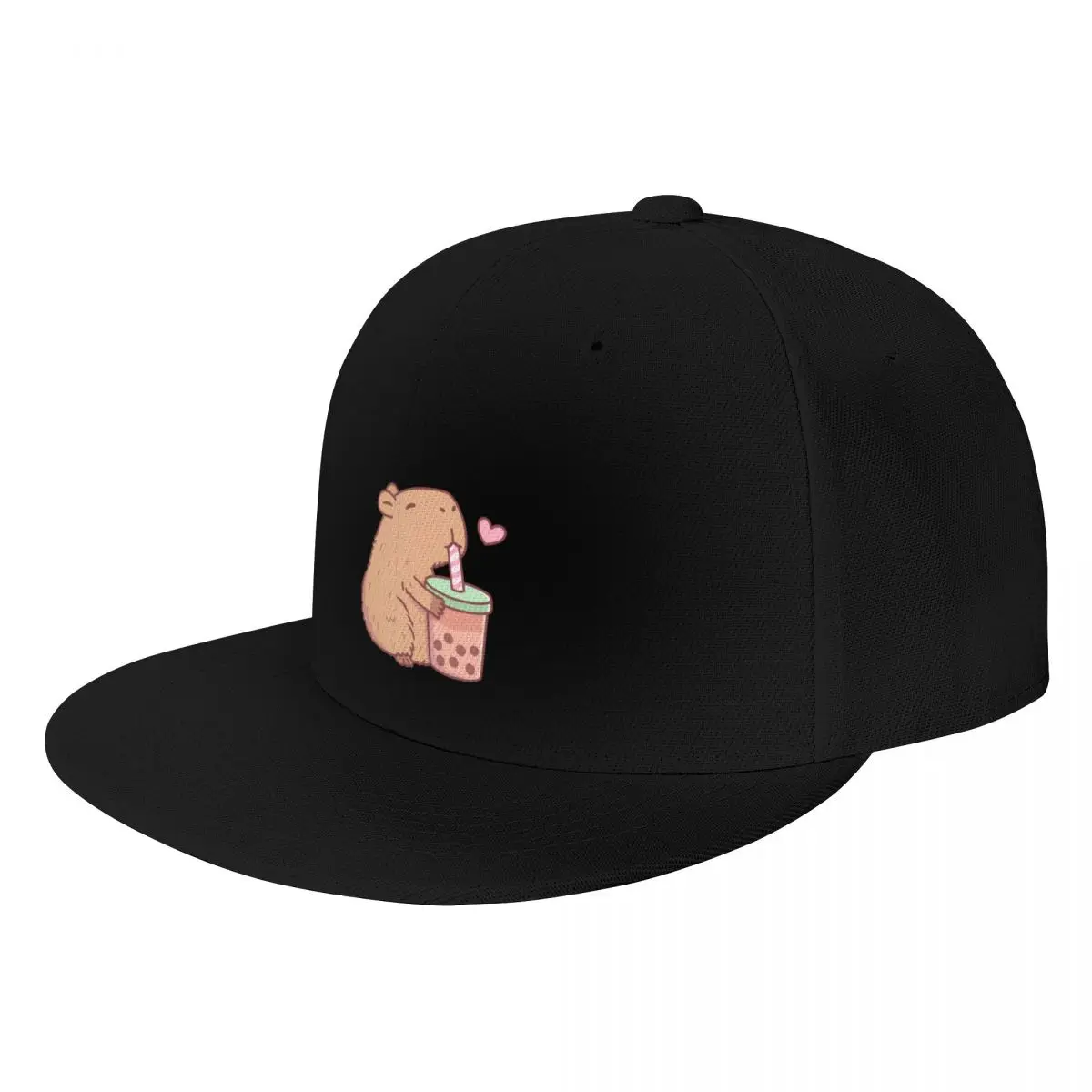 

Cute Capybara Loves Bubble Tea Baseball Cap sun hat Vintage Hats Man Women's