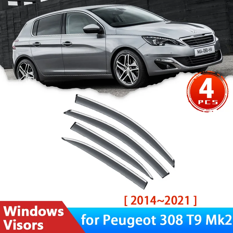 

Windshield Deflectors for Peugeot 308 II 2 T9 Hatch 2014~2021 2017 2020 Accessories Car Windows Visors Rain Eyebrow Awning Trim